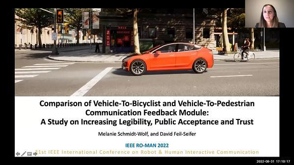 Comparison of Vehicle-To-Bicyclist and Vehicle-To-Pedestrian Communication Feedback Module: A Study on Increasing Legibility, Public Acceptance and Trust