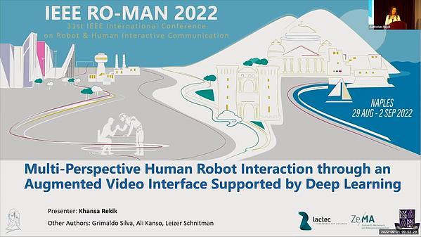 Multi-perspective human robot interaction through an augmented video interface supported by deep learning