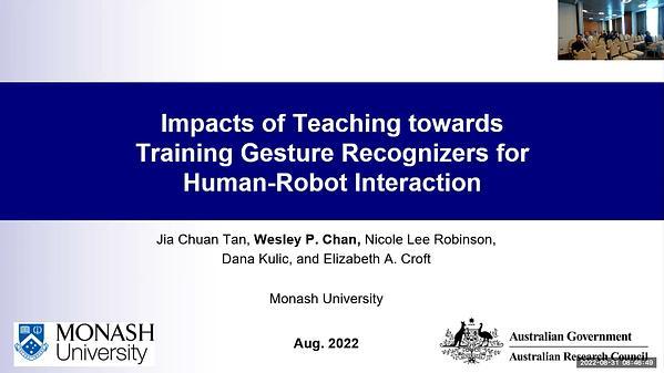 Impacts of Teaching towards Training Gesture Recognizers for Human-Robot Interaction
