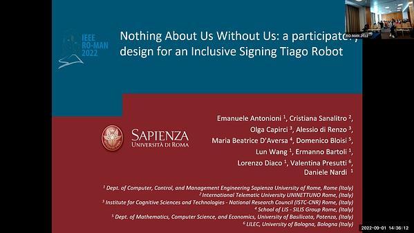 Nothing About Us Without Us: a participatory design for an Inclusive Signing Tiago Robot