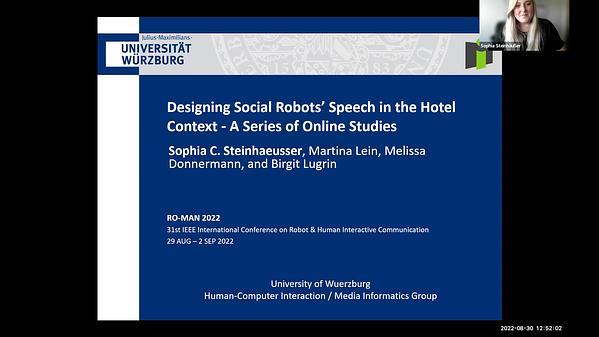 Designing Social Robots' Speech in the Hotel Context - A Series of Online Studies