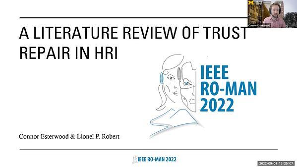 A Literature Review of Trust Repair in HRI