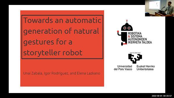Towards an automatic generation of natural gestures for a storyteller robot