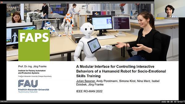 A Modular Interface for Controlling Interactive Behaviors of a Humanoid Robot for Socio-Emotional Skills Training