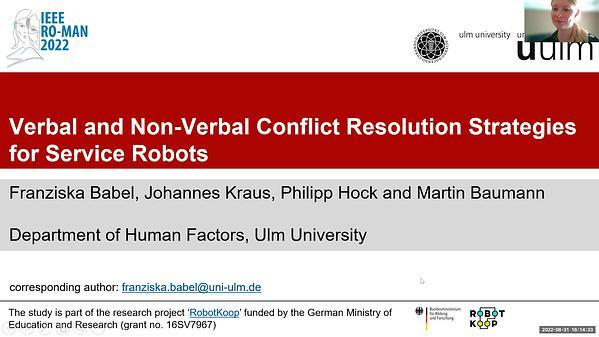 Verbal and Non-Verbal Conflict Resolution Strategies for Service Robots