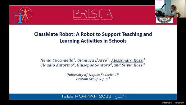 ClassMate Robot: A Robot to Support Teaching and Learning Activities in Schools