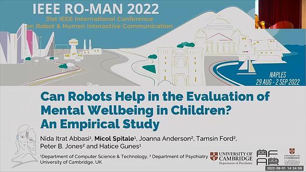 Can Robots Help in the Evaluation of Mental Wellbeing in Children? An Empirical Study