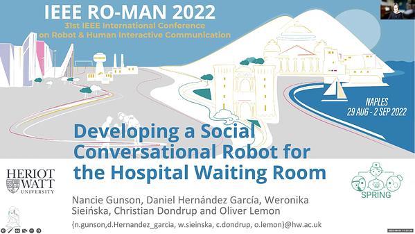 Developing a Social Conversational Robot for the Hospital waiting room