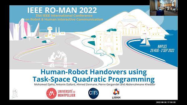 Human-Robot Handovers using Task-Space Quadratic Programming