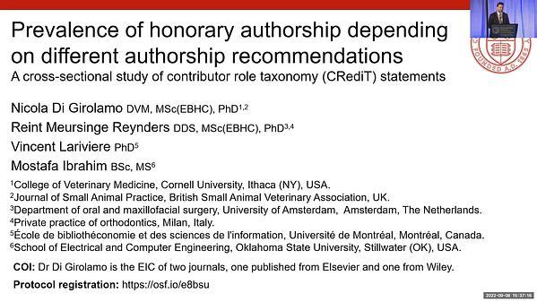 Prevalence of Honorary Authorship According to Different Authorship Recommendations and Contributor Role Taxonomy (CRediT) Statements | VIDEO