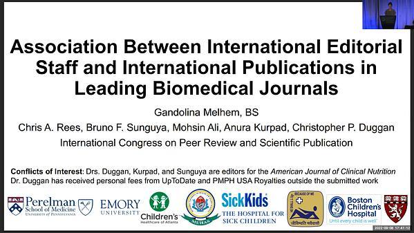 Association Between International Editorial Staff and International Publications in Leading Biomedical Journals