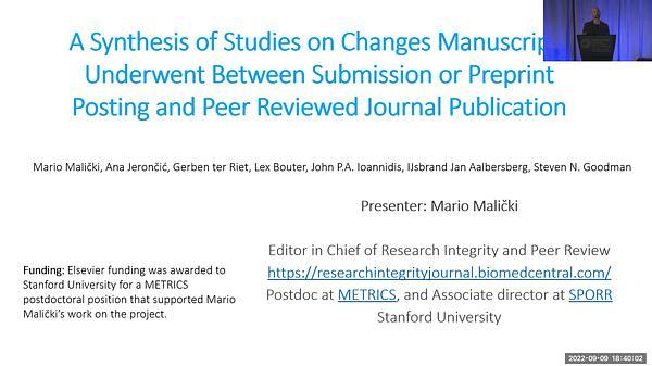 A Synthesis of Studies on Changes Manuscripts Underwent Between Submission or Preprint Posting and Peer-Reviewed Journal Publication