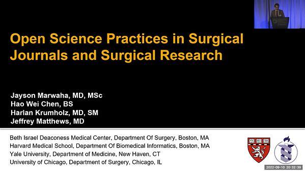 Open Science Policies of Surgical Journals and the Use of Open Science Practices in Research Published in Surgical Journals