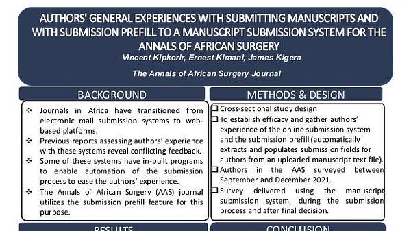 Authors' General Experiences With Submitting Manuscripts and With Submission Prefill to a Manuscript Submission System for the Annals of African Surgery