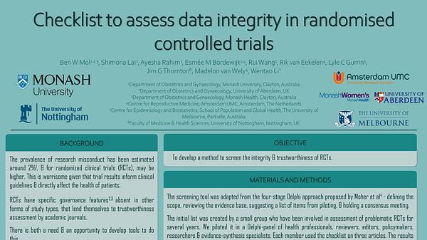 A Screening Checklist to Assess Data Integrity and Fabrication in Randomized Clinical Trials