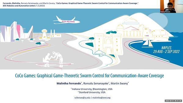 CoCo Games: Graphical Game-Theoretic Swarm Control for Communication-Aware Coverage