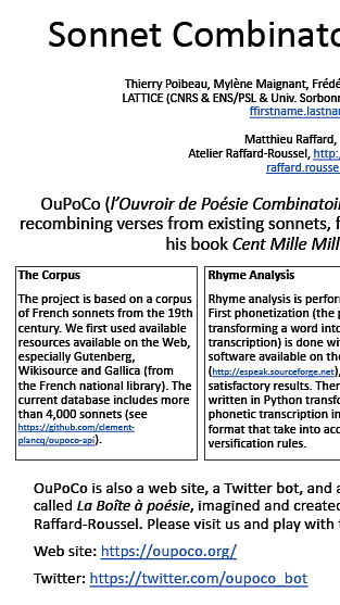 Sonnet Combinatorics with OuPoCo