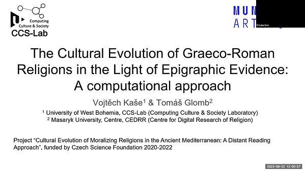 The Cultural Evolution of Graeco-Roman Religions in the Light of Epigraphic Evidence: A computational approach