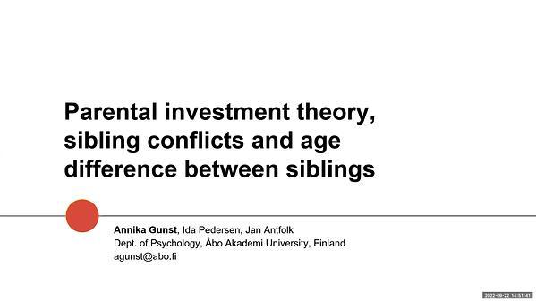 Parental investment theory, sibling conflicts and age difference between siblings