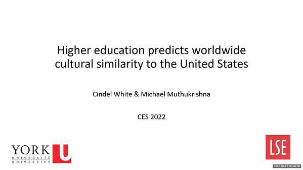 Higher education predicts worldwide cultural similarity to the United States