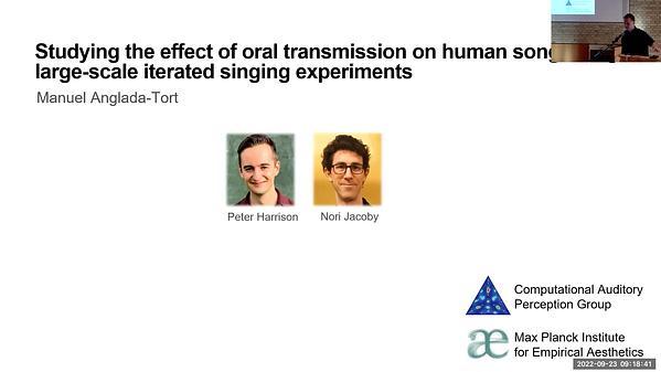 Large-scale online iterated singing experiments reveal oral transmission effects in the evolution of human song