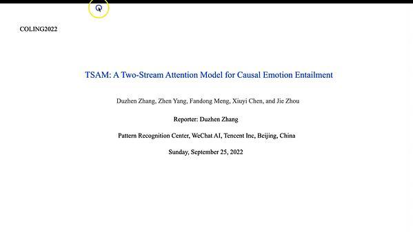 TSAM: A Two-Stream Attention Model for Causal Emotion Entailment