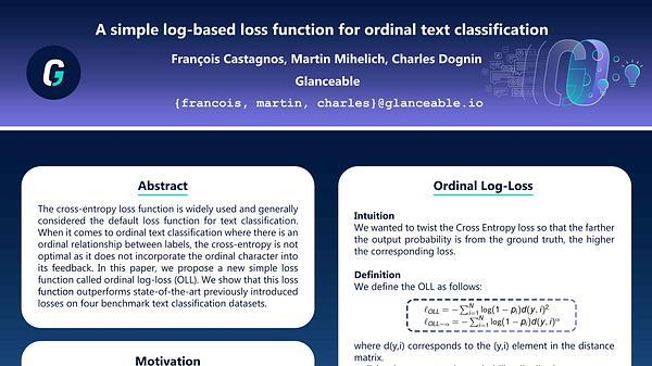A simple log-based loss function for ordinal text classification