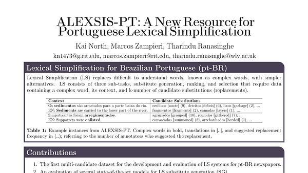 ALEXSIS-PT: A New Resource for Portuguese Lexical Simplification
