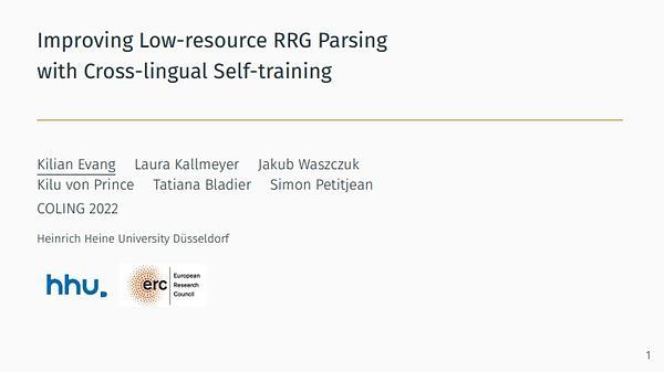 Improving Low-resource RRG Parsing with Cross-lingual Self-training