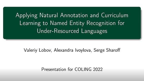 Applying Natural Annotation and Curriculum Learning to Named Entity Recognition for Under-Resourced Languages
