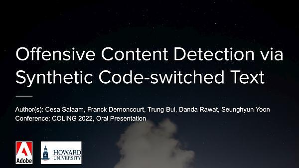 Offensive Content Detection Via Synthetic Code-Switched Text
