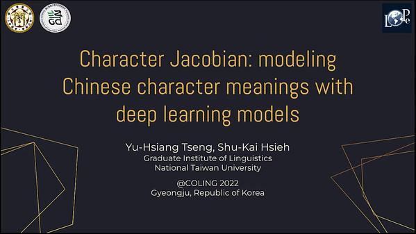Character Jacobian: modeling Chinese character meanings with deep learning model