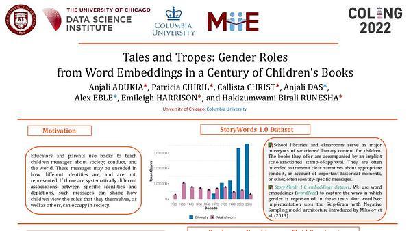 Tales and Tropes: Gender Roles from Word Embeddings in a Century of Children's Books