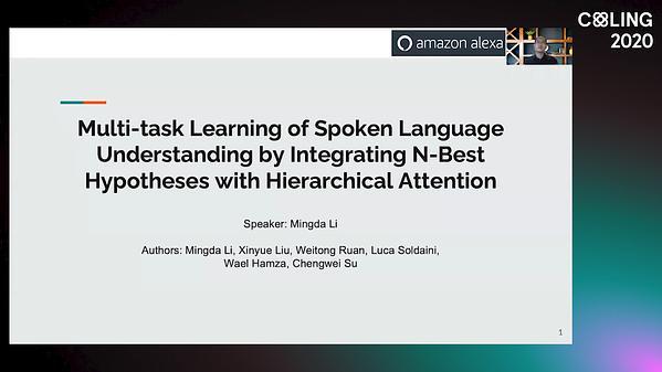 Multi-task Learning of Spoken Language Understanding by Integrating N-Best Hypotheses with Hierarchical Attention