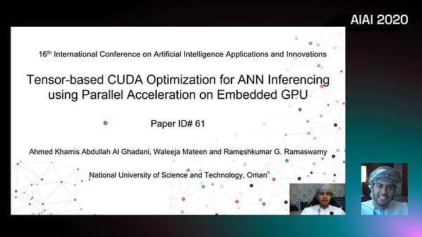 Tensor-based CUDA Optimization for ANN Inferencing using Parallel Acceleration on Embedded GPU