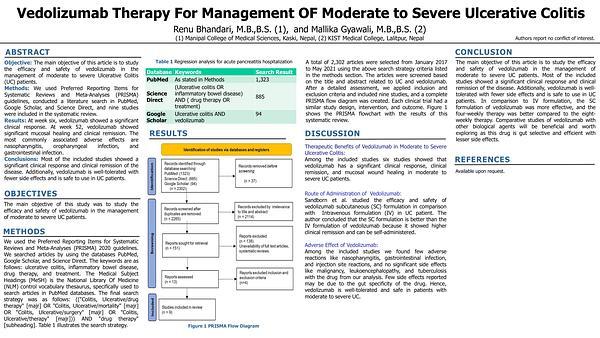 Vedolizumab Therapy For Management OF Moderate to Severe Ulcerative Colitis