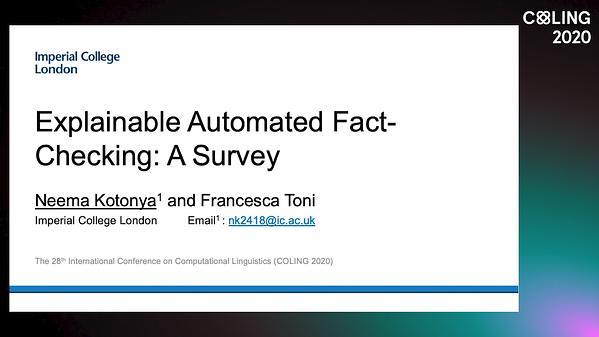 Explainable Automated Fact-Checking: A Survey
