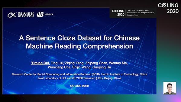 A Sentence Cloze Dataset for Chinese Machine Reading Comprehension
