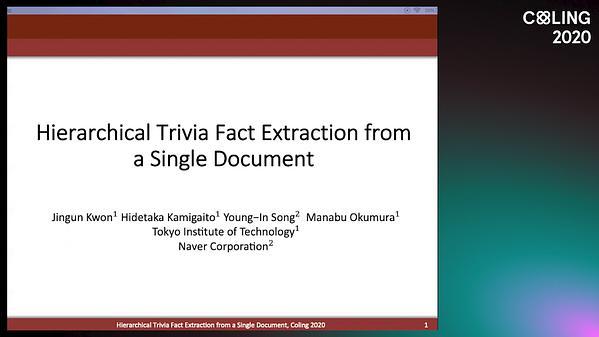 Hierarchical Trivia Fact Extraction from Wikipedia Articles