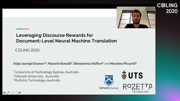 Leveraging Discourse Rewards for Document-Level Neural Machine Translation