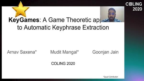 KeyGames: A Game Theoretic approach to Automatic Keyphrase Extraction