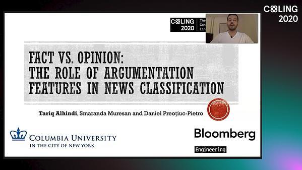 Fact vs. Opinion: the Role of Argumentation Features in News Classification