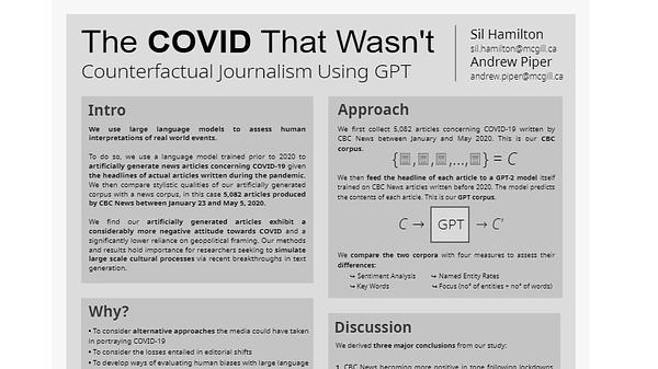 The COVID That Wasn't: Counterfactual Journalism Using GPT