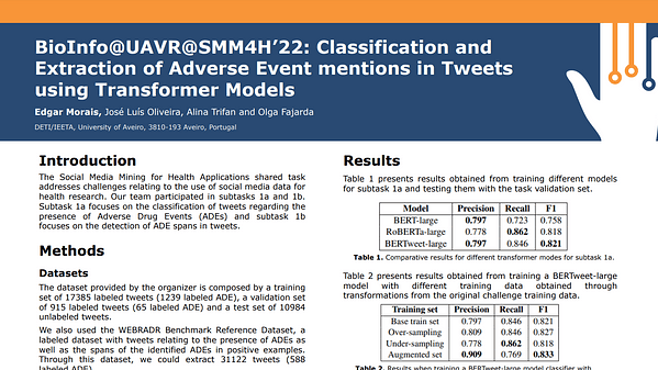 Classification and Extraction of Adverse Event mentions in Tweets using Transformer Models