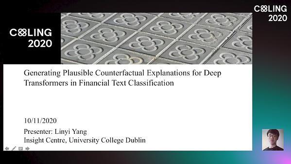 Generating Plausible Counterfactual Explanations for Deep Transformers in Financial Text Classification