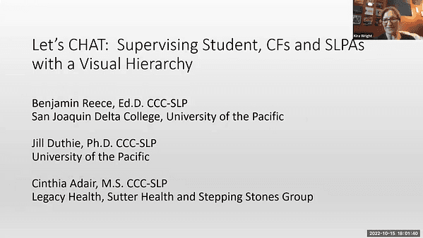 Let's CHAT: Supervising Students, CFs and SLPAs With a Visual Hierarchy