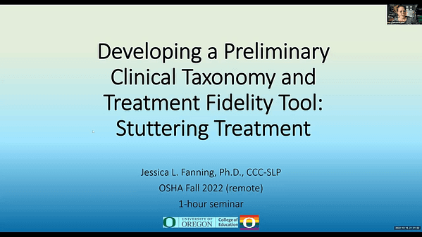 Developing Preliminary Clinical Taxonomy and Treatment Fidelity Tool: Stuttering Treatment