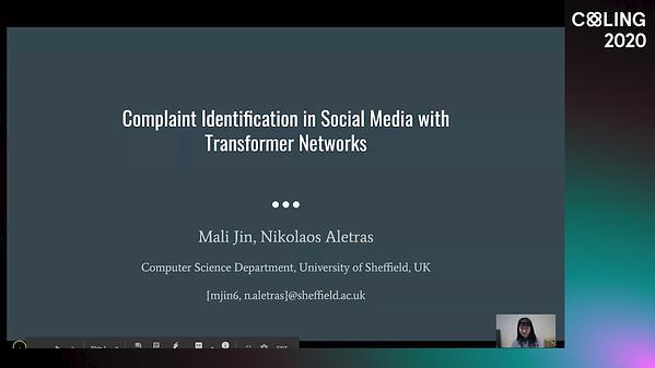 Complaint Identification in Social Media with Transformer Networks