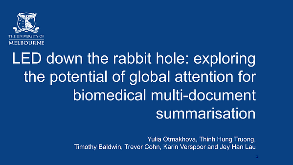 LED down the rabbit hole: exploring the potential of global attention for biomedical multi-document summarisation