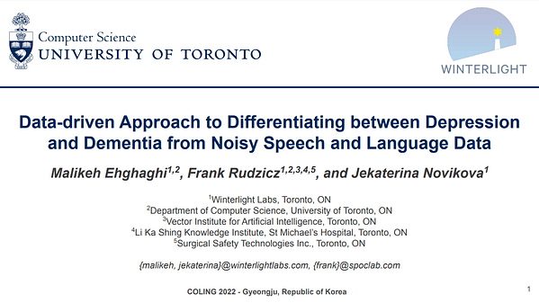 Data-driven Approach to Differentiating between Depression and Dementia from Noisy Speech and Language Data